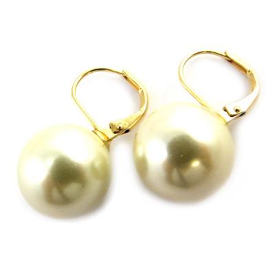 [M7146] - Ivory 'Perla' Gold Plated Sleepers (14 Mm)