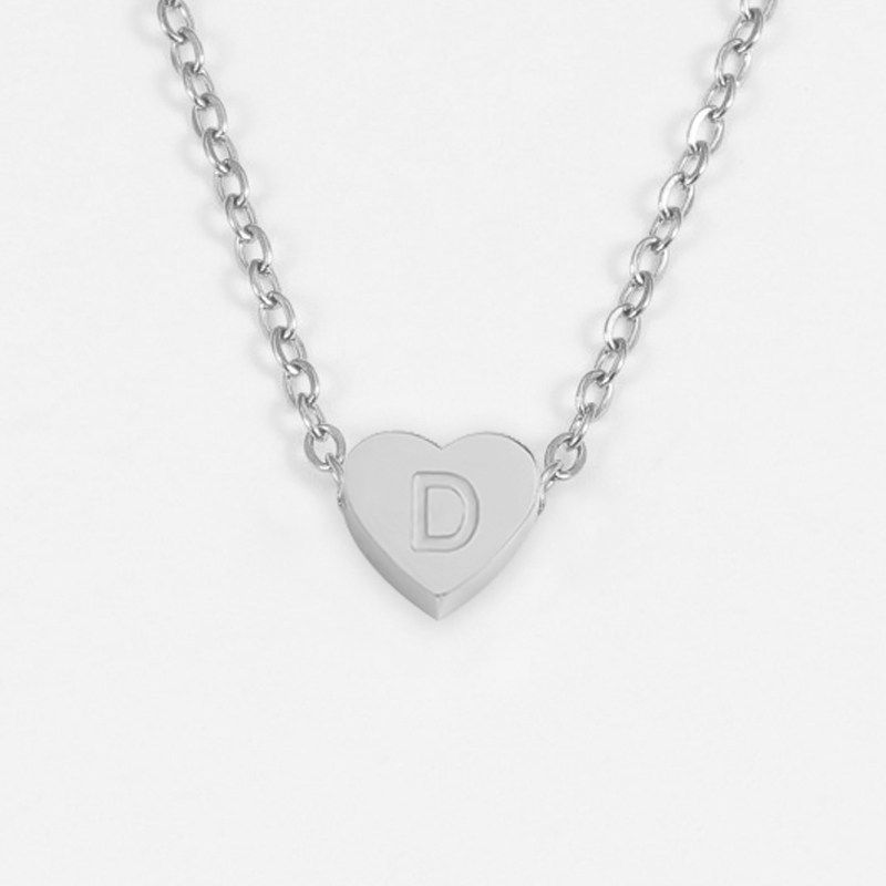 Titanium Steel Necklace Clavicle Chain Fashion Stainless Steel Heart Letter Pendant Ins Necklace Minimalist Female Peach Heart Clavicle Chain D-Steel Color