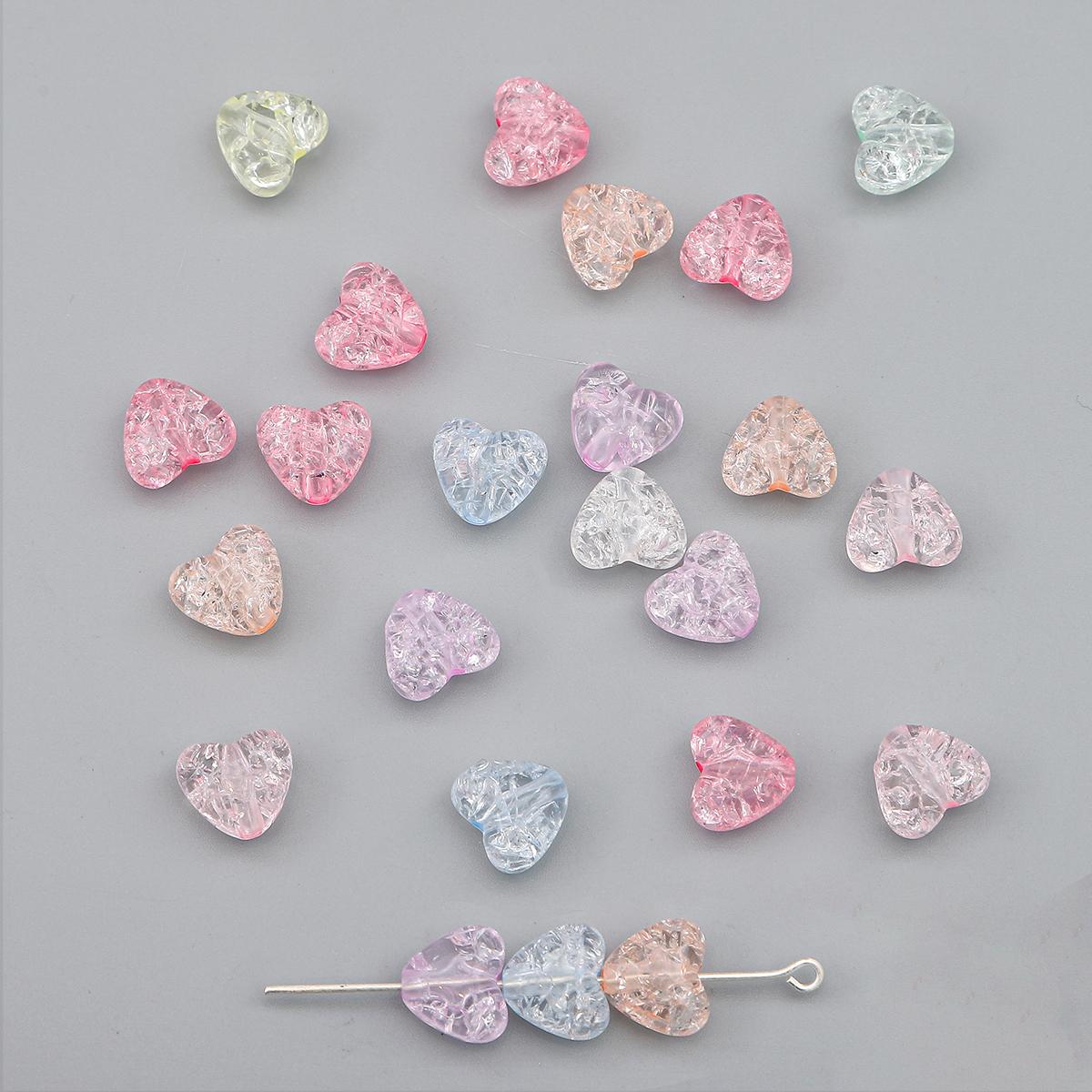 

55/70 шт. пластиковые акриловые бусины в форме сердца, модные свободные бусины-разделители для изготовления ювелирных изделий, сделай сам, шпилька, серьги, ожерелье, ручная работа 10x9mm 70pcs разноцветный