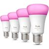 Pack de 4 ampoules LED connectées A60 - PHILIPS HUE - Lumiere blanche et colorée - Culot E27 - 6W - 1000-2000k - 810 lumens