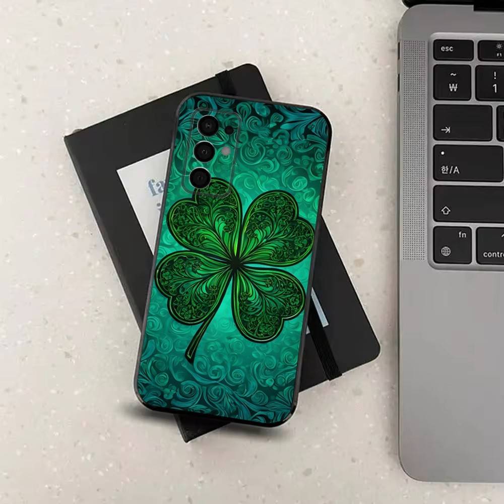 Four Leaf Clover Lucky Art For Samsung Galaxy A53,31,52,72,41,22,73,32,71,Note,J7,8,9,5G Soft Black Silicone Phone Case SamsungNote10Pro