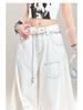 D9021 Damen Locker Weitbeinige Gebogene Jeans - Frühling/Herbst Bodenlanger Stil