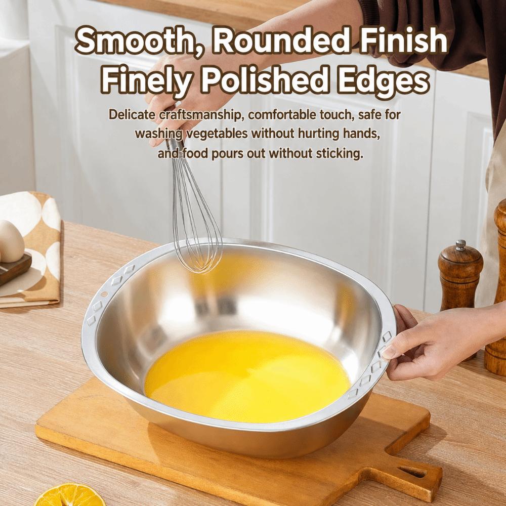 201 Stainless Steel Rice Washing Basin 2 in 1 Mixing Bowl New Vegetable Washing Basin Kitchen Use