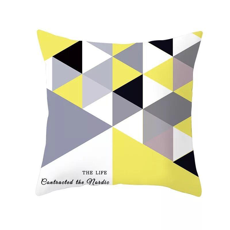 Nordic Yellow Geometric Pillowcase Home Sofa Pillow Cushion Cover