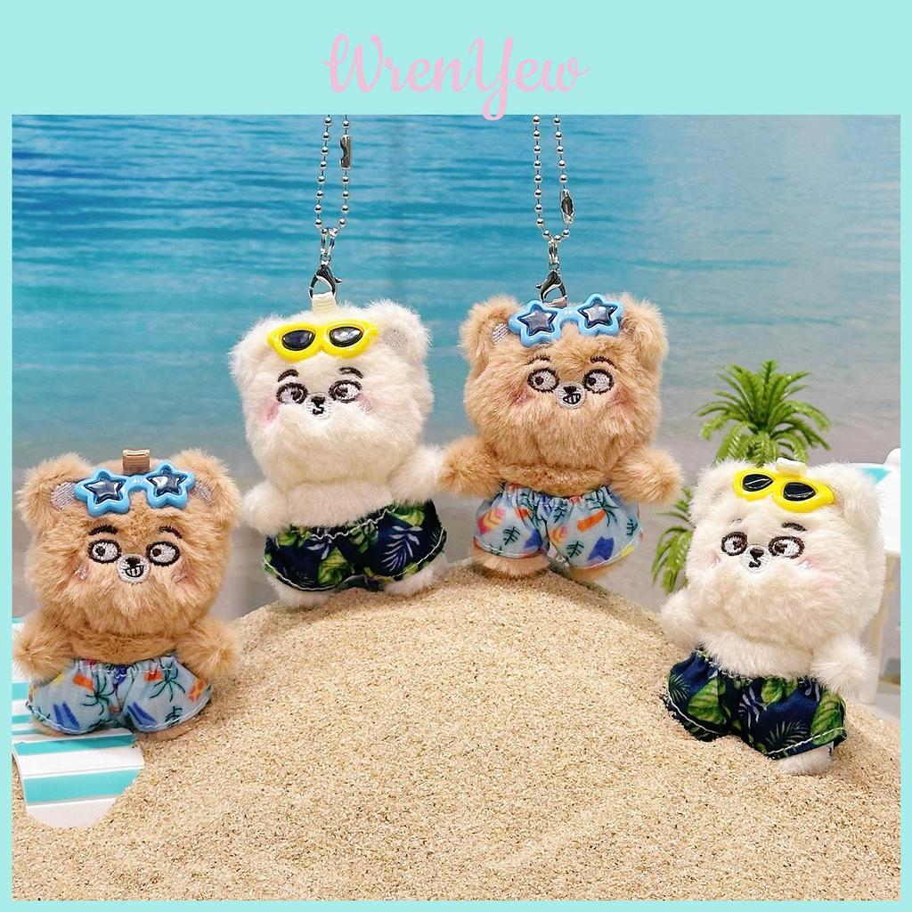 Bear Go Sea Plush Keychain Pair With Beach Pants Design For Students And Gift Giving