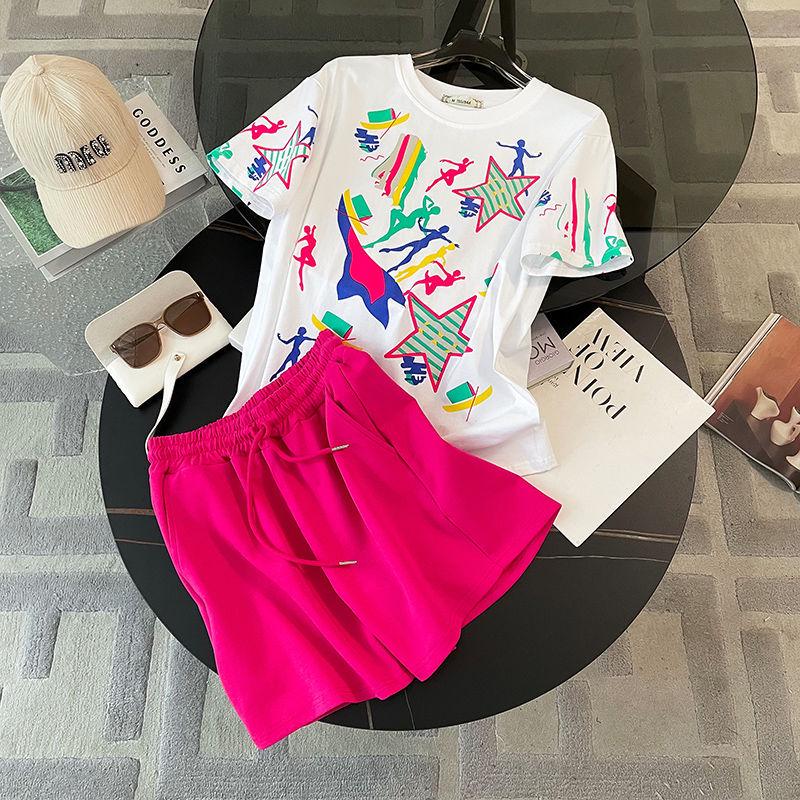 

Women s Stylish Summer Sportswear Set: Short Sleeve Top + Shorts, Slimming and Tall-Looking, Perfect for Casual Running L [recommended 51-57.5 kg]
