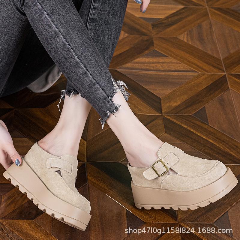 Sommer Tasche Kopf Sandalen Äußere Hausschuhe Neue Innere Höhenerhöhung Dicke Sohle Kleine Faule Schuhe A