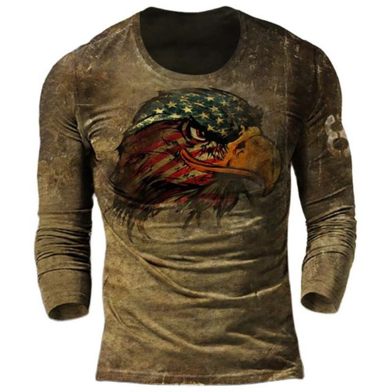 

T-shirt à manches longues numérique 3D rétro pour hommes, chemise imprimée, sensation américaine, haut décontracté, Europe et Amérique, 5XL, 2022 5XL