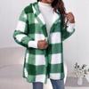 Women's Autumn/Winter Hooded Plaid Plush Cardigan Jacket