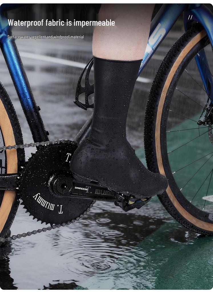 Non-Slip Windproof Waterproof Cycling Shoe Covers - Warm, Low Wind Resistance, Long Tube Silicone Design