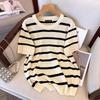Plus Size Women's Summer Ice Silk Knit Slimming Short Sleeve Top