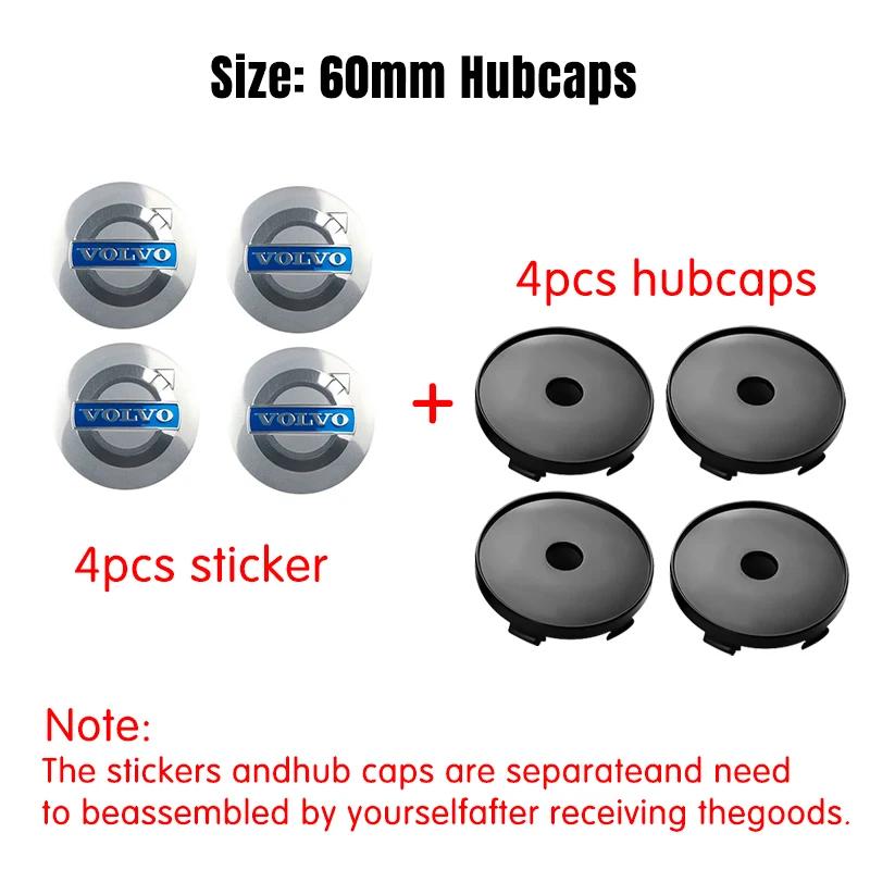 4pcs 56/60mm Car Wheel Center Cover Hub Caps Stickers Accessories For Volvo Rdesign AWD C30 C70 S40 S60 S70 S80 S90 V40 V50 V60