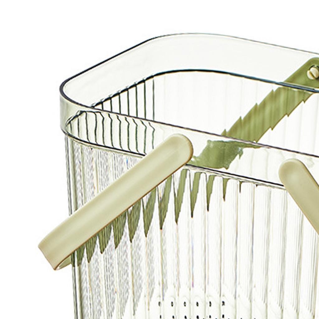 Bath Organizer Basket Stylish Clear Stripe Large Capacity Shower Storage Organizer with Handle for