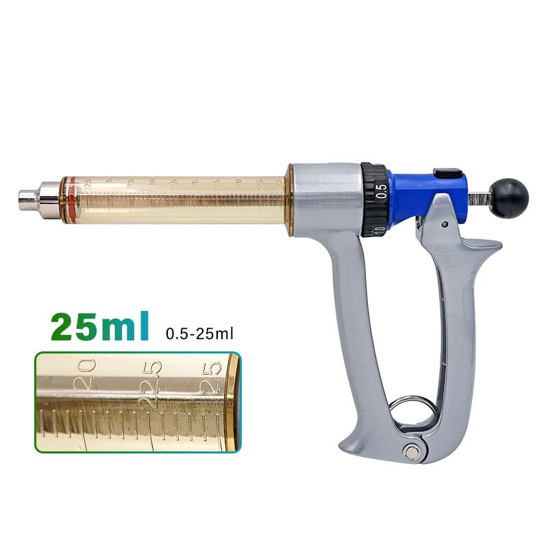 25Ml/50Ml Semi-Automatic Adjustable Continuous Syringe Vaccine Syringe for Pig Cattle Sheep Veterinary Syringe Needle