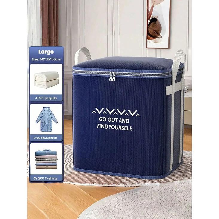 2PCS Seasonal Storage Bag Quilt Large Capacity Thickened Moving Quilt Bag Moisture proof Clothing Sorting Storage Box 1PC Tibetan Blue L