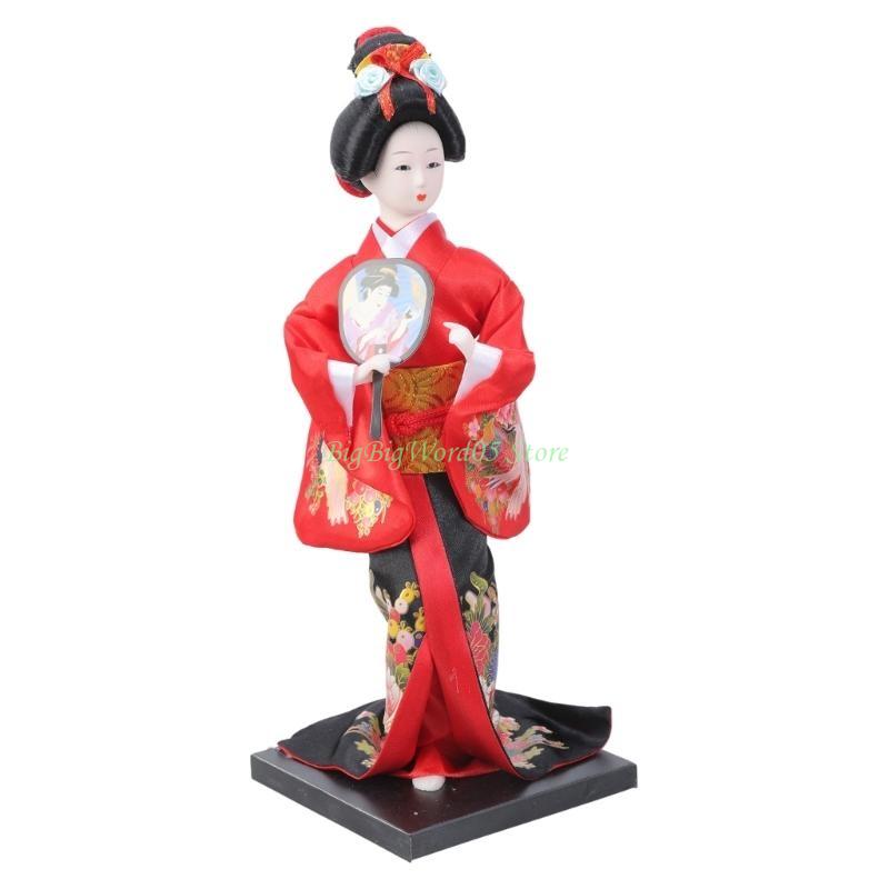 24TE Japanese Geisha Kimono Dolls Sculpture Ornament for Home or Office Table Decors