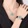 Emerald Wristband Bracelet Red Corundum Gemstone Layered Petal Wrist Chain Jewelry Set Paraiba Necklace