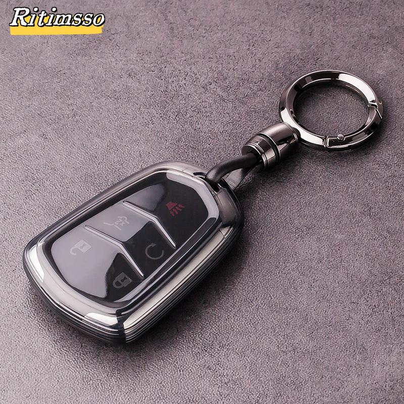 Car Key Shell Case Cover For Cadillac Ats Ct6 Cts Dts Xt5 Escalade Esv Srx Sts Xts Elr 2014 - Remote Key Holder Keychain