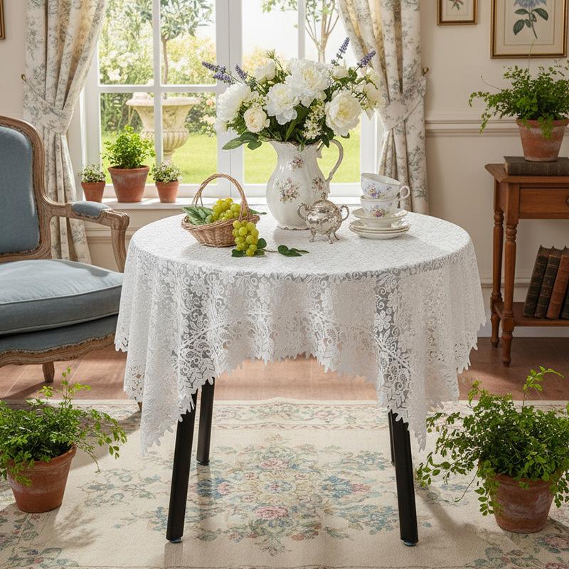 Tablecloth French Retro Tablecloth Atmosphere Garden Light Luxury Desk Dining Table Decoration Balcony Lace Dust
