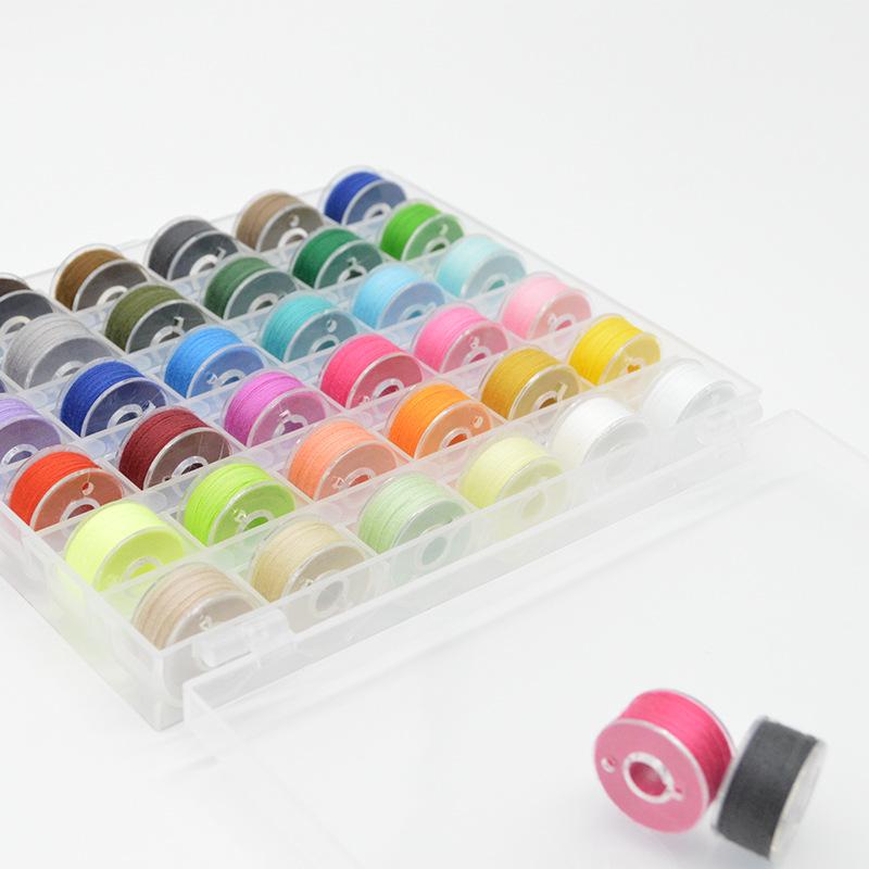 36 Colors Set Bobbin Thread Polyester Thread Spools Sewing Machine Bobbins with Storage Box for Embroidery Sewing Accessories