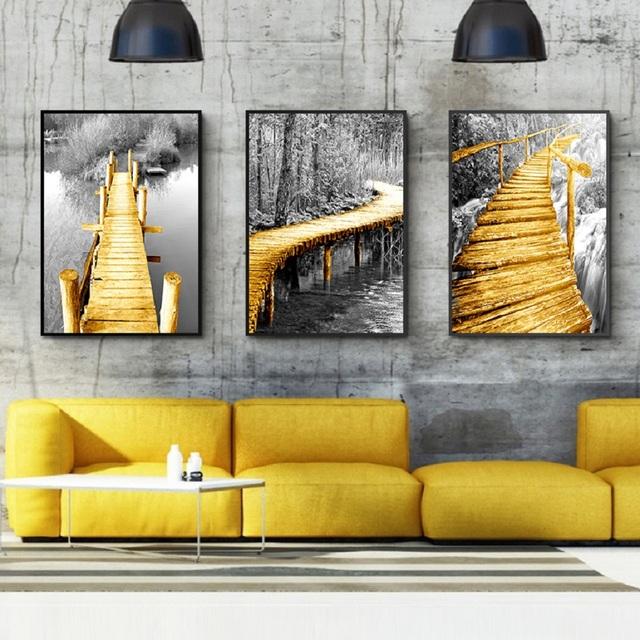 

Золотой Ретро природный пейзаж холст плакат скандинавская лодка дерево озеро настенное искусство современное украшение дома картина для внутренних картин 21*30cm