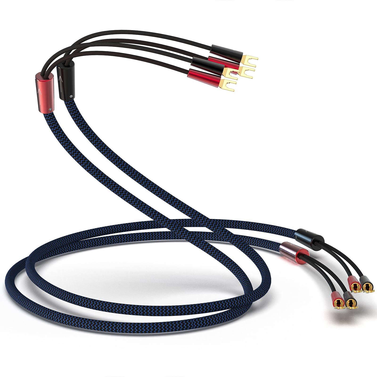 

Preffair High Fidelity OFC Speaker Cable with 1 Pair Gold Plated Public to Public Speaker Cable for Audio High Fidelity Home Theater Y-Connectors,