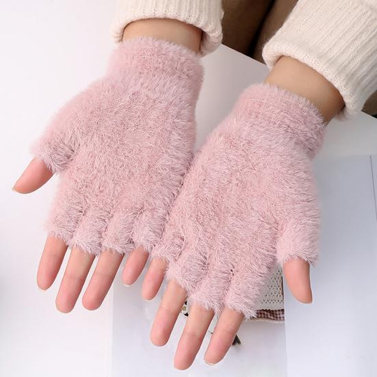 1 Paar Halbfingerhandschuhe Einfarbig Superweich Winddicht Hautfreundlich Verschleißfest Warmhalten Waschbar Damen