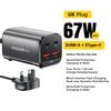 67W USB C GaN Lader Desktop Quick Charge 4.0 QC 3.0 PD Type C Hurtiglading For MacBook Samsung POPC iPhone 15 bærbar PC