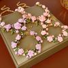 GemChic Women's Sweet Floral Rose Pearl Necklace and Bracelet Set Rhinestone Leaf Collarbone Chain Fashion Jewelry for Party Wedding