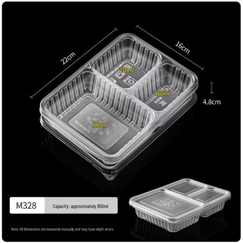 Saintbilai 3-Compartment Disposable Meal Boxes