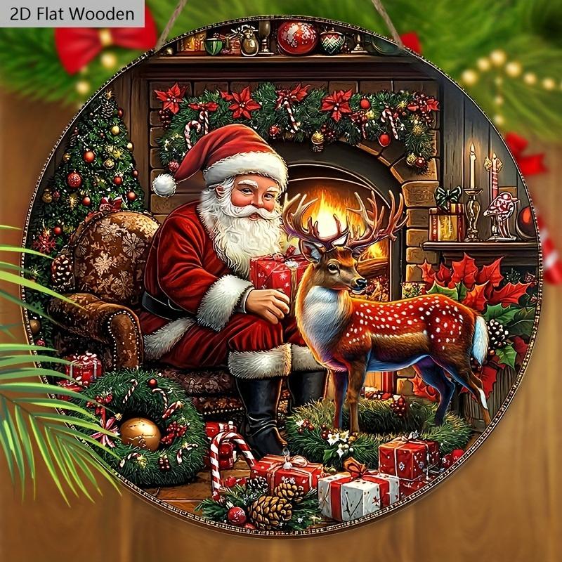 D Flat Christmas Sign Front Door Decorative Pendant Wall Hanging Decorations Ideal Christmas Decorations