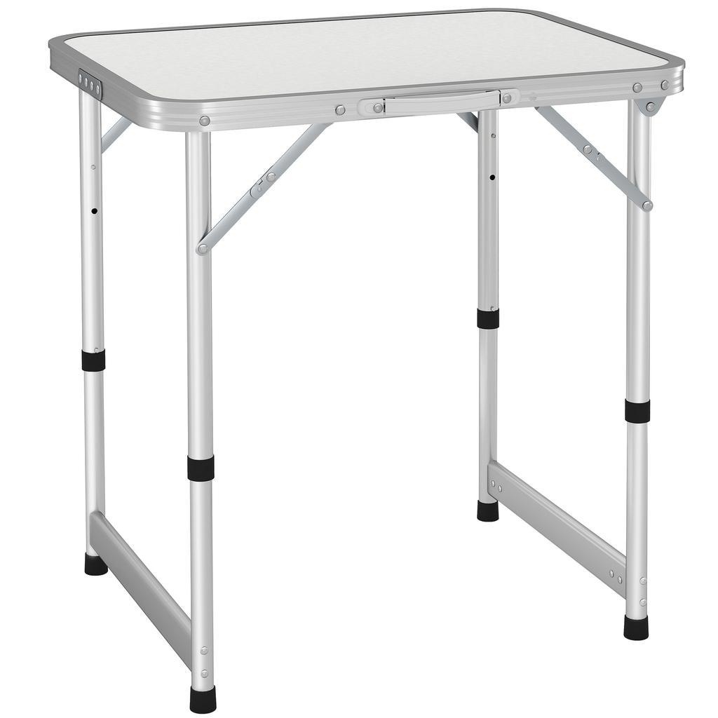 Tavolo Pieghevole Tavolo da Campeggio Tavolo da Giardino Altezza Regolabile Alluminio MDF Bianco