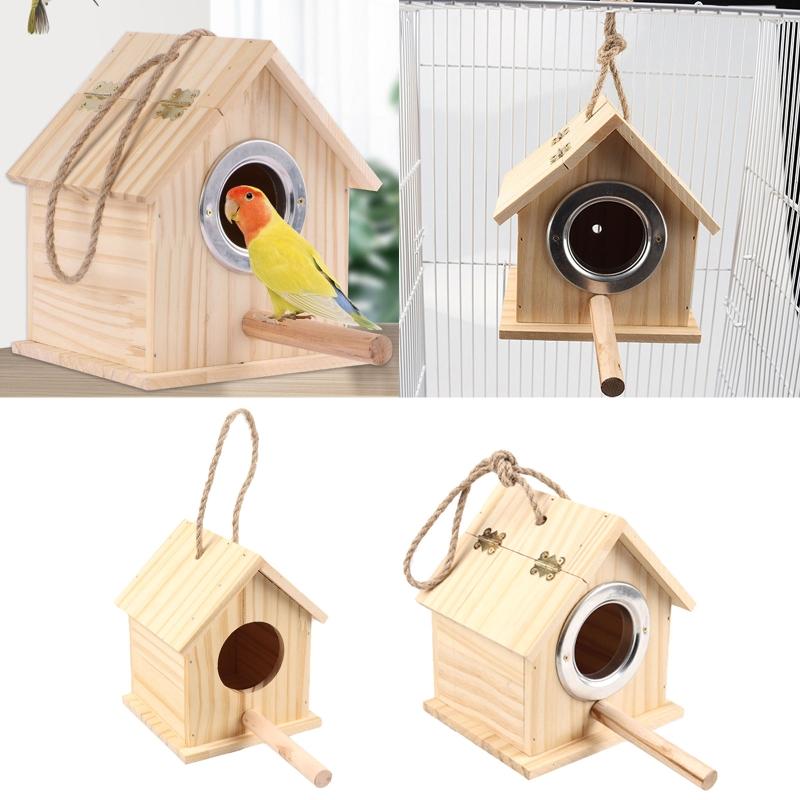 Bird Nesting House For Cage Parakeet Nest Box Bedding Parrot Breeding  Box  Wooden Bird House Pet Bird Nest