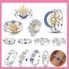 925 Silver Original Beautiful Stars and Moon Shining Sun Geometry Infinite Combination Ring Boutique Matching Gifts