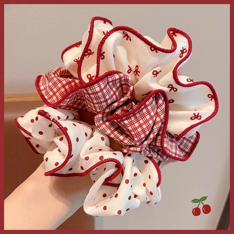 Red Sweet Polka Dot Ponytail Hair Tie - 2025 Large Intestine Bun High-Grade Headdress Accessory