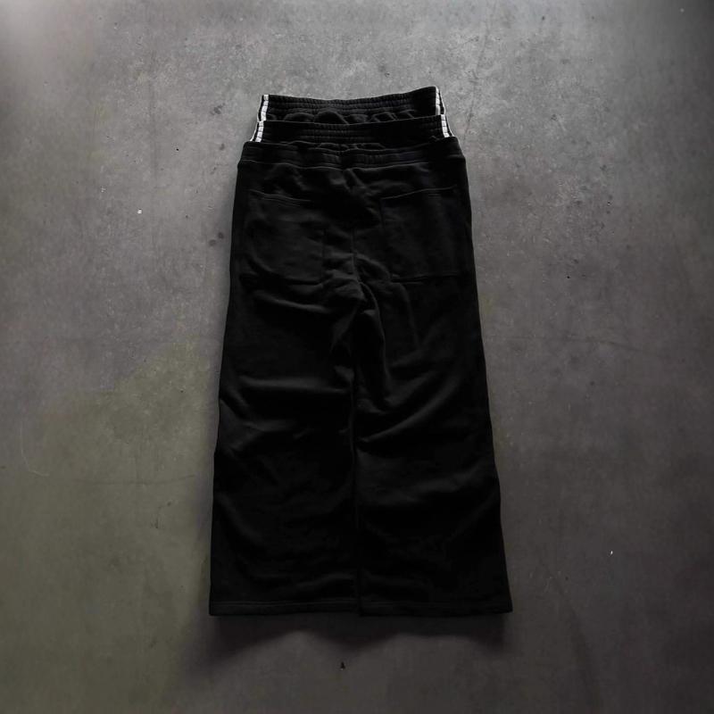 European and American Double Waisted Embroidered Lettering Street Style Fashion Personality Autumn and Winter Men's and Women's Wide Leg Pants