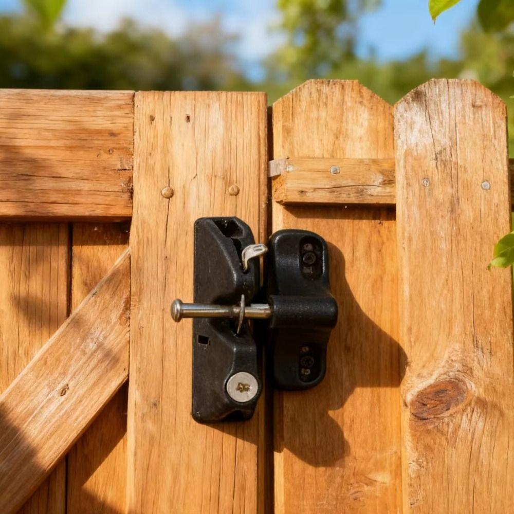 Black Color Outdoor Door Lock Nylon Material Self-Locking Door Kit Gate Lock Hardware  Fence Gates