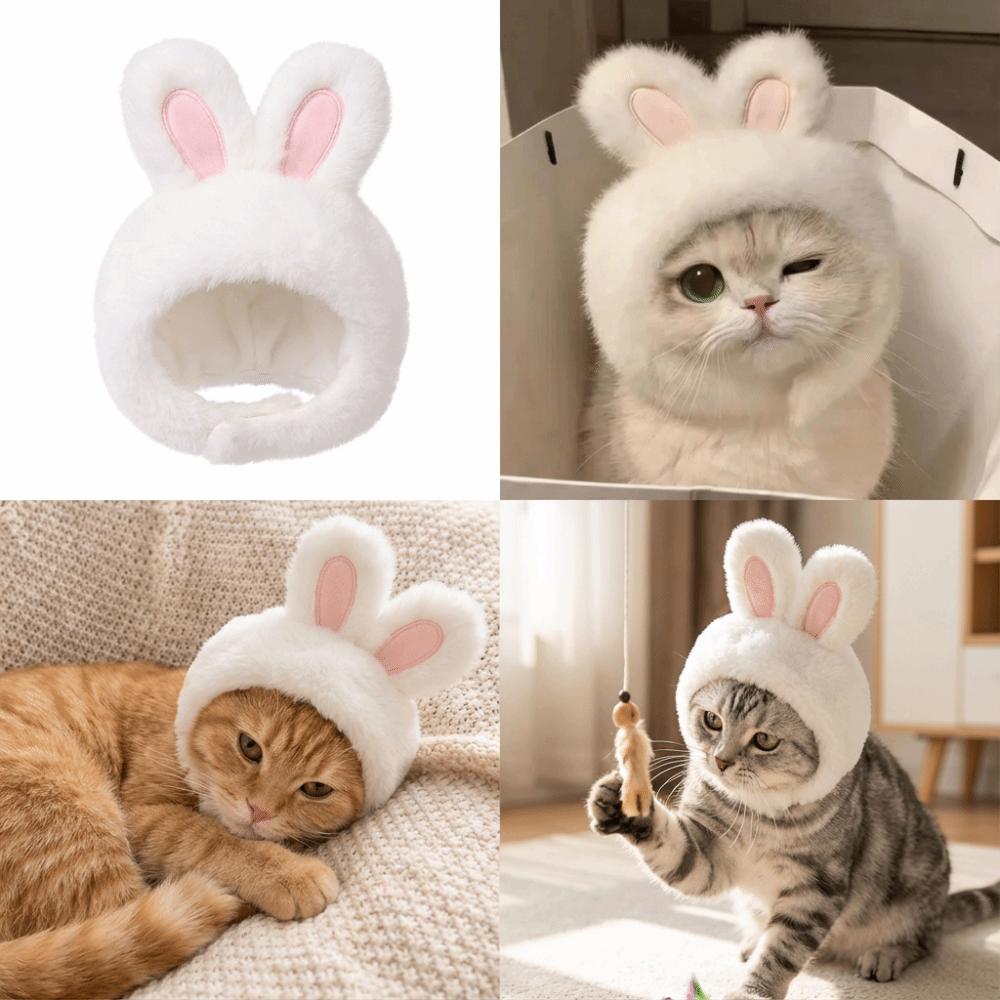 Pet Fashion Comfortable Bunny Ears Cat Hat Velcro Adorable Pet Accessories Lightweight Cat Cap For Cats