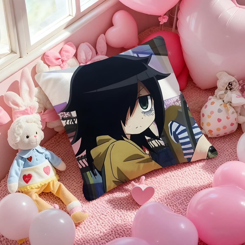 K-Kuroki T-Tomoko Pillow Case Soft Plush Fabric Double-Sided Printed Cushion Cover Warm Winter Sofa Pillow Case