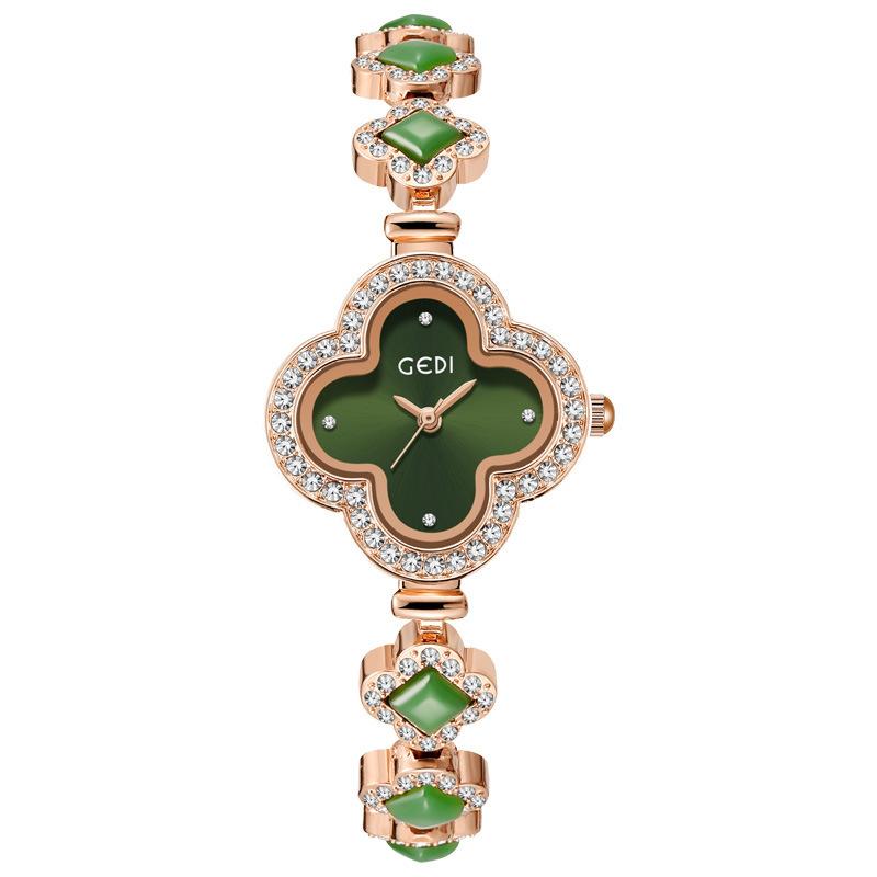 Lucky Clover Watch Niche Light Luxury Green Agate Bracelet Watch Quartz Ladies Watch