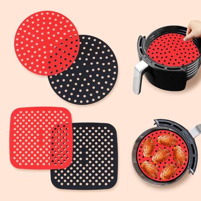 Food-Grade Silicone Air Fryer Mat: Reusable, Anti-Scald, Heat-Resistant Oil Filtering Pad & Liner