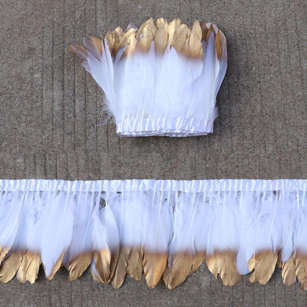 1 Meter Soaked Goose Feather Decorative Ribbon Natural Swan Feather Decorative Wedding Dress Feather Dyeing 15-20Cm