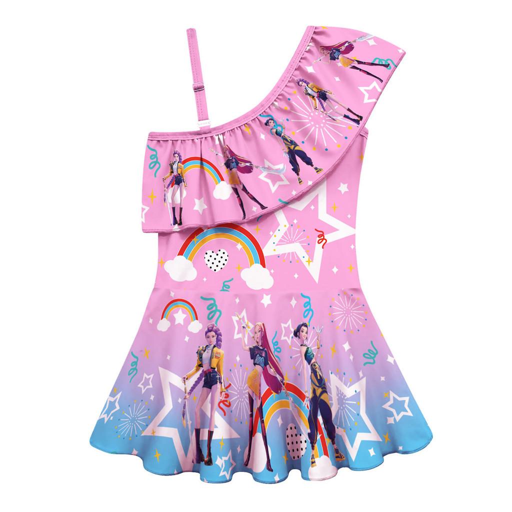

Kids Girls Anime Cartoon K-Pop Rumi Zoey Mira Print One-piece Swimsuit Swimwear 100cm
