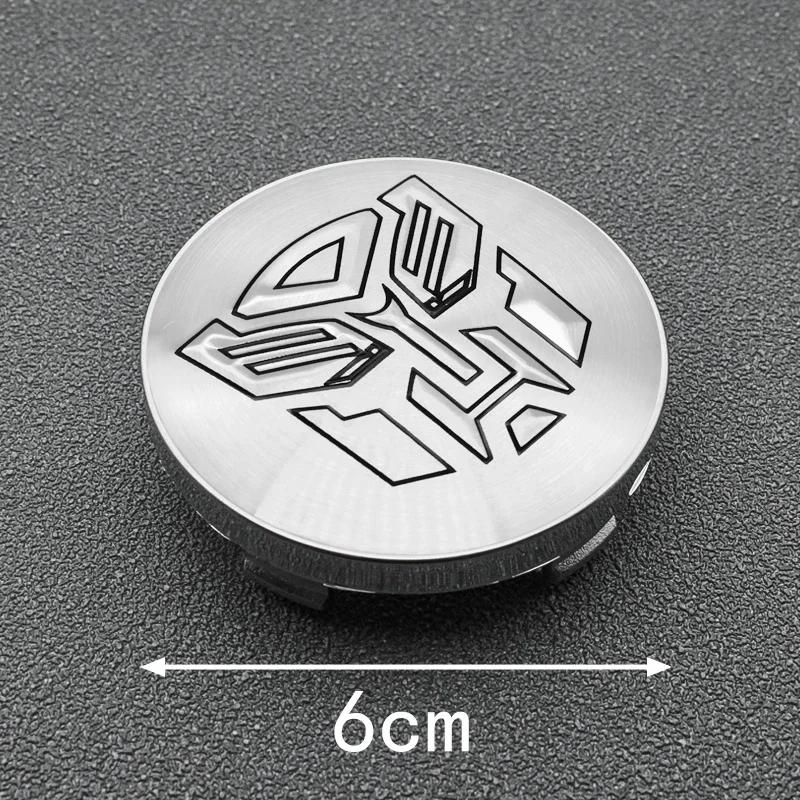 4Pcs 56+60mm Autobots Logo Transformers Badge Emblem Stickers Car Wheel Hub Center Caps Rim Cover Auto Decoration Accessories
