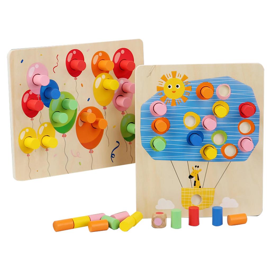 EsiFare Early Educational Toys for Toddlers, Wooden Puzzles, Early Learning, Color Sorting Toy, Montessori Shape Matching Puzzles, Develops Hand-Eye