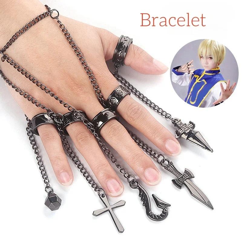 

Anime Manga Hunter x Hunter Kurapika Cosplay Costume Wig Fingers Rings Chain Earrings Anime Uniforms Halloween Party Outfits S&Air Gear Simca