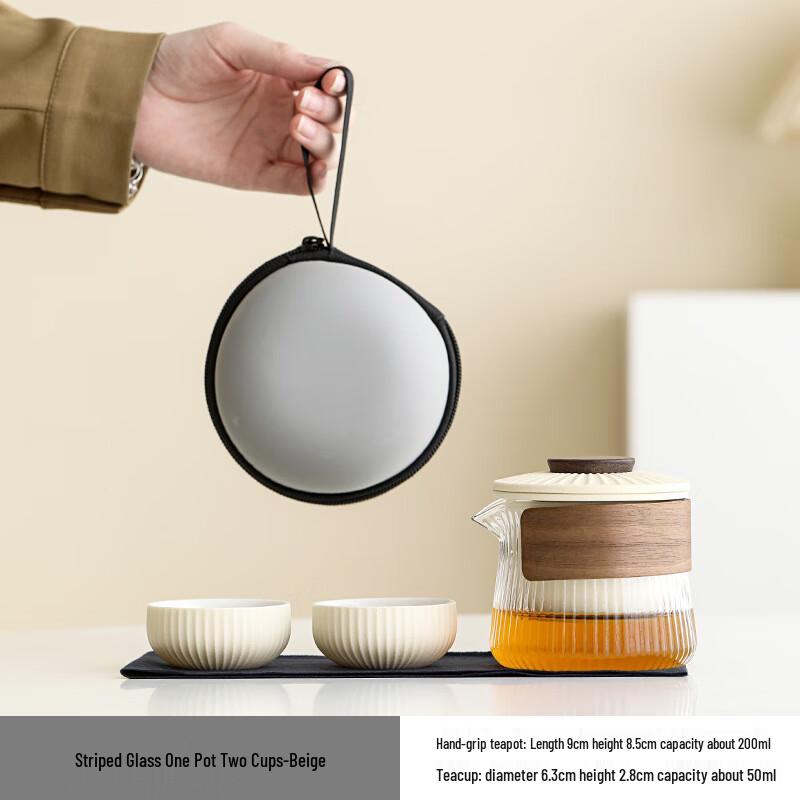 

Shangqi Portable Travel Tea Set with Glass Teapot & Ceramic Cups