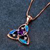 New Rose Gold Pink Three Leaf Flower Pendant Necklace Elegant and High End Jewelry