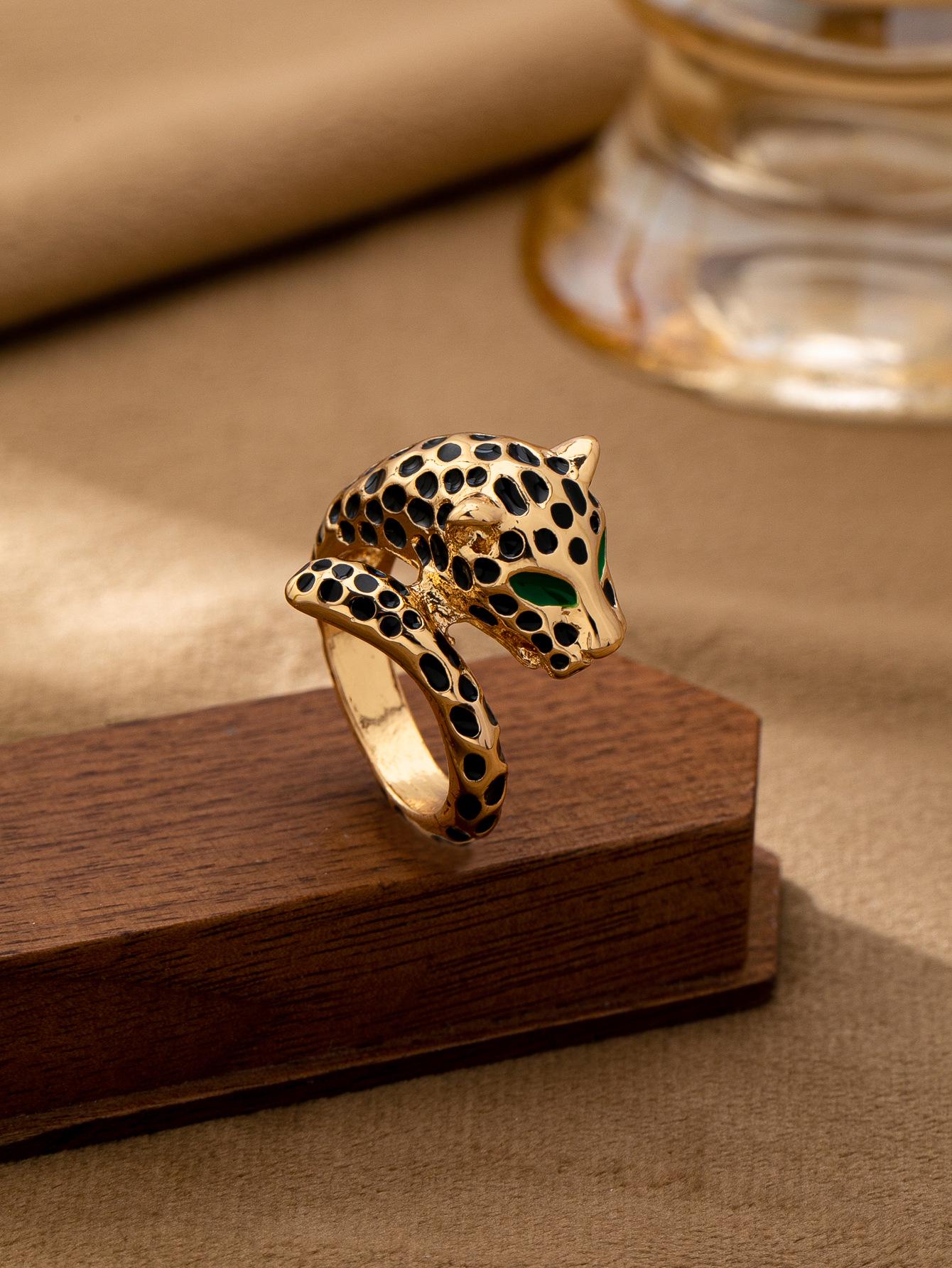 Модное Открытое Панк Кольцо с Головой Леопарда - Стиль Тяжелой Промышленности, Высококлассный Минималистичный Дизайн золотой