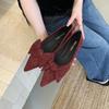 Soft-soled Single Shoes Women's Shallow Mouth 2025 New Autumn Pointed Head Shallow Mouth Thick Heel Soft Leather Bow Fairy Women's Shoes Tide